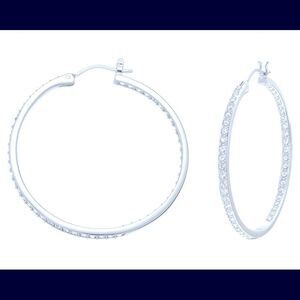 🛍️- Swarovski hoop earrings white Rhodium plated